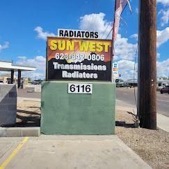 Sun West Transmissions shop sign in Glendale | Transmission and Auto Repair Financing in Glendale